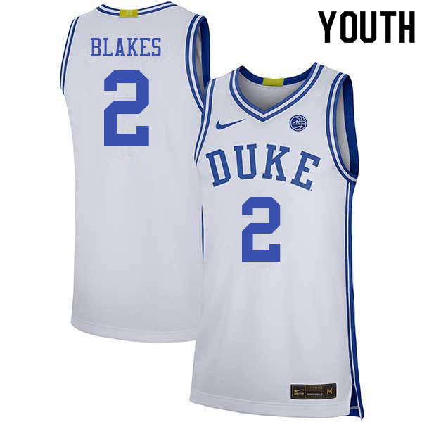 Youth #2 Jaylen Blakes Duke Blue Devils College Basketball Jerseys Sale-White